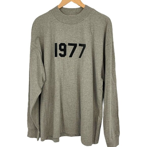 Fear of God Essentials 1977 Long Sleeve Shirt Size M Dark Oatmeal Pullover - Picture 1 of 8